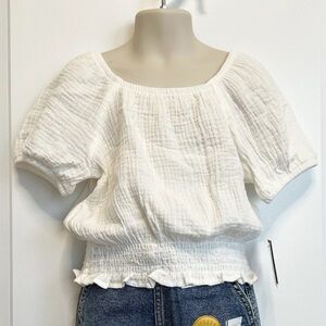 Girl’s Off White  Puff Short Sleeve Top Size Small (6/7) - Grayson/Threads
